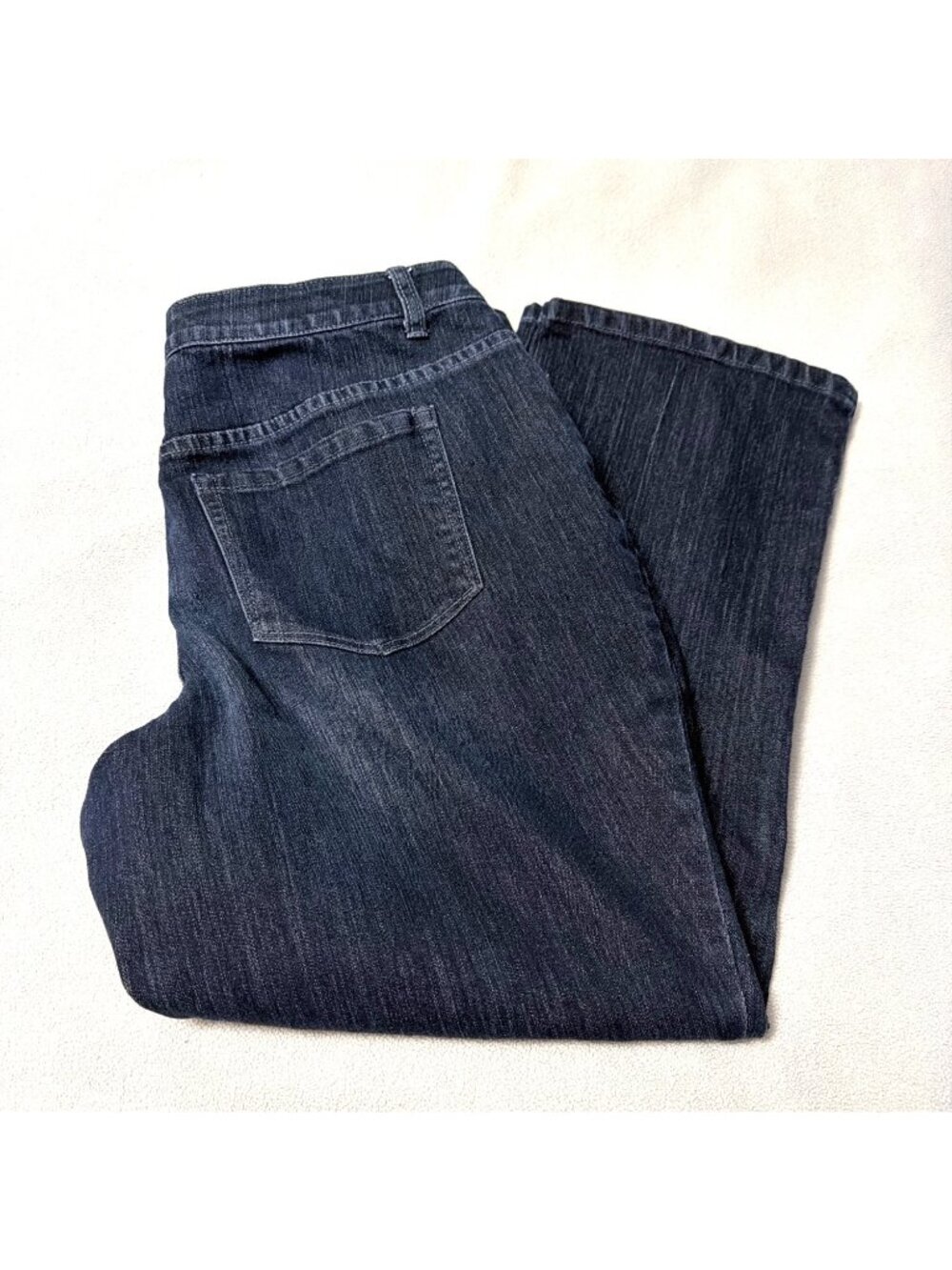CJ Banks Womens Dark Wash Denim Pants Size 18W Relaxed Fit Elastic Waist Stretch